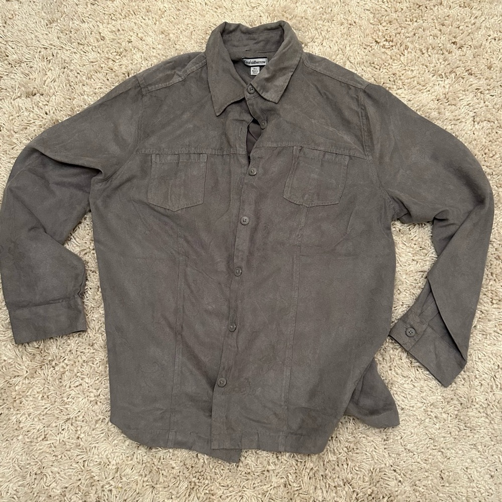 Croft & Barrow Women's Tailored Button-Down Shirt in gray size XL.